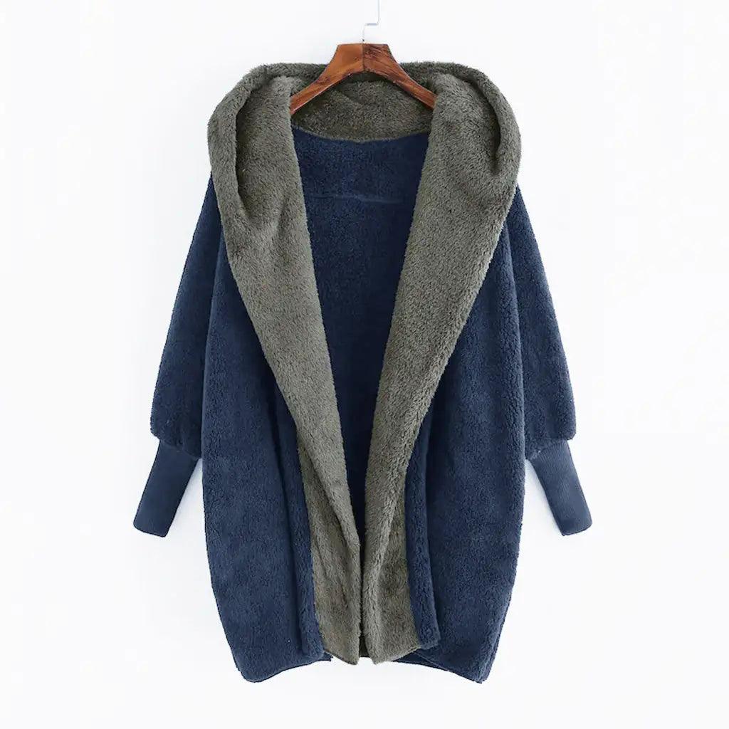 Double-Sided Velvet Hooded Loose Cardigan Coat - Sí Fashions