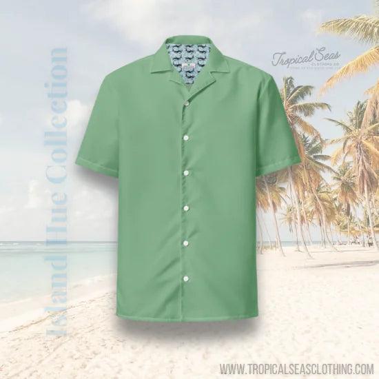 Men's Palm Green Button Shirt - Sí Fashions