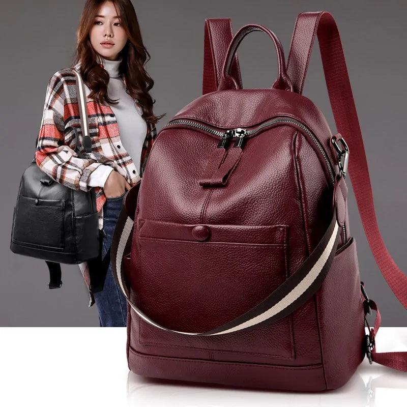 Women's Leather Backpack - Sí Fashions