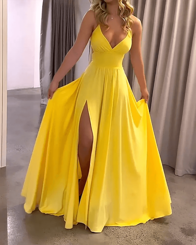 Strappy Dress with Color Slit - Sí Fashions