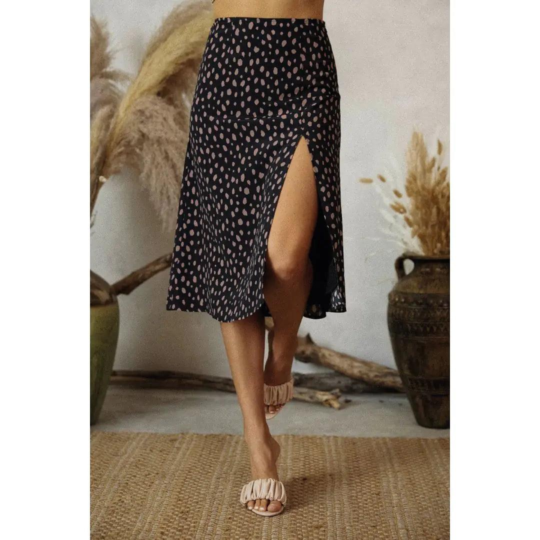 Animal Print Skirt with Front Opening - 100% Polyester - Sí Fashions