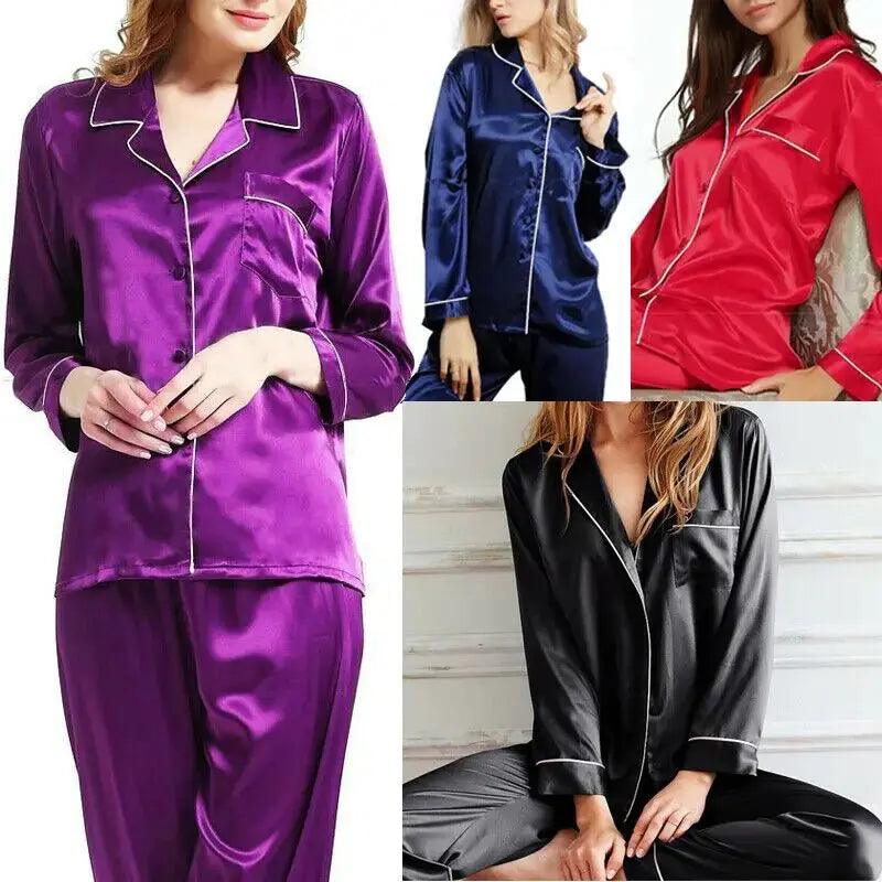 New Elegant Women Satin Pajamas Set - Sí Fashions