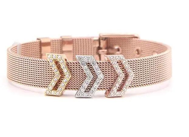 Stainless Steel Slider Bracelet - Rose Gold Mesh Charm Bracelet - Sí Fashions