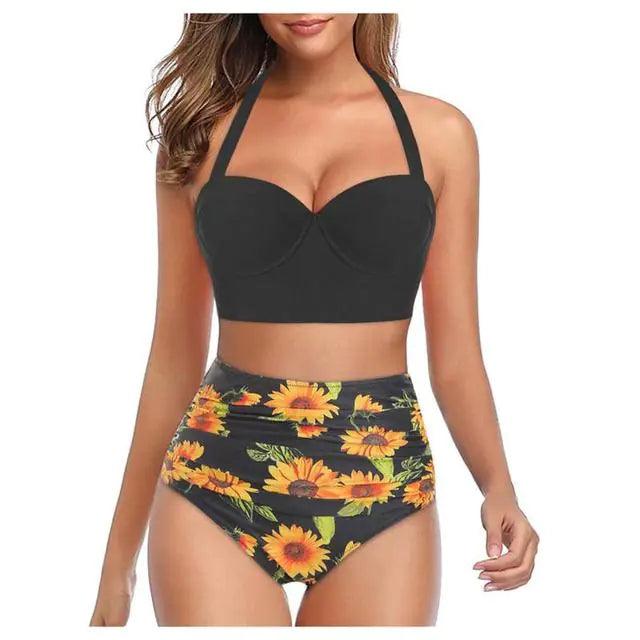 Floral High-Waist Bikini Set - Sí Fashions