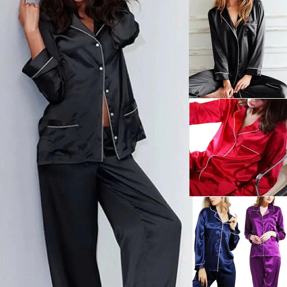 New Elegant Women Satin Pajamas Set - Sí Fashions