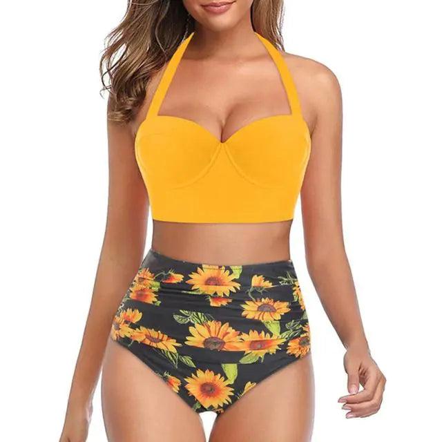 Floral High-Waist Bikini Set - Sí Fashions