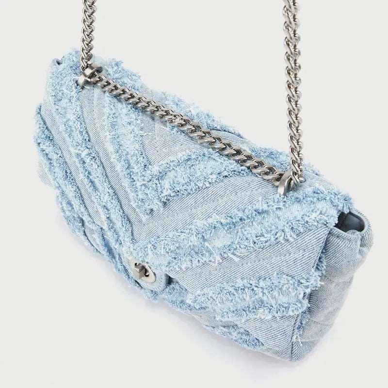 Blue Denim Chain Bag - Sí Fashions