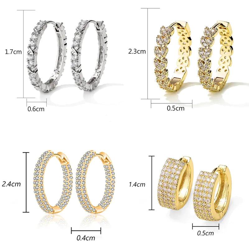 Gold Plated Zircon Cross X Hoop Earrings for Woman - Sí Fashions