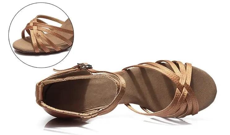 Women's Salsa Bachata Ballroom Dance Shoes Tan - Sí Fashions