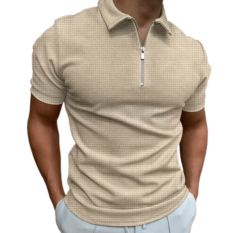 Men's Zipper Waffle Polo Shirt - Sí Fashions