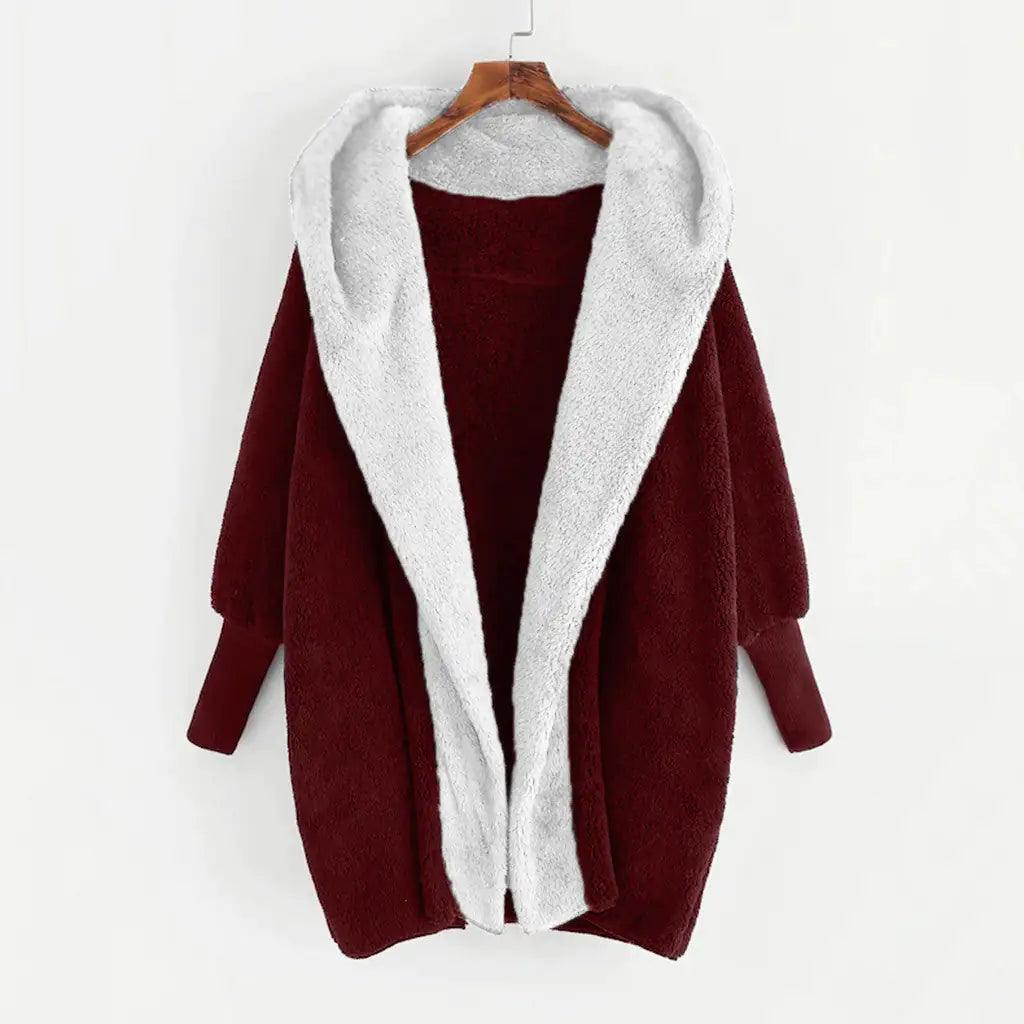 Double-Sided Velvet Hooded Loose Cardigan Coat - Sí Fashions