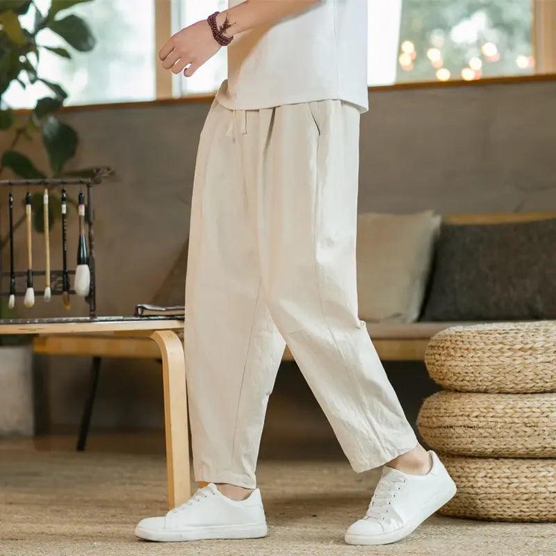 Summer Men's Cotton Linen Casual Pants Breathable Streetwear - Sí Fashions