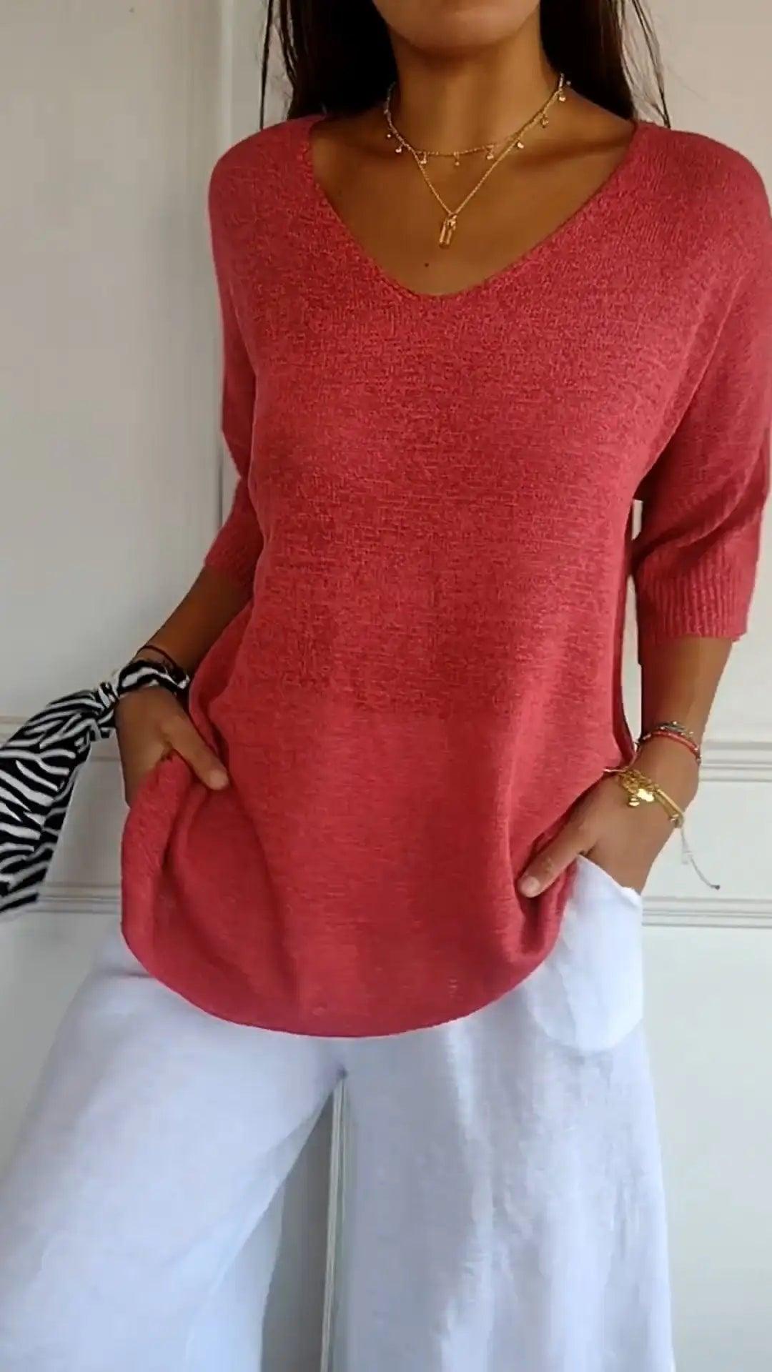 Trendy V-Neck Top - Sí Fashions