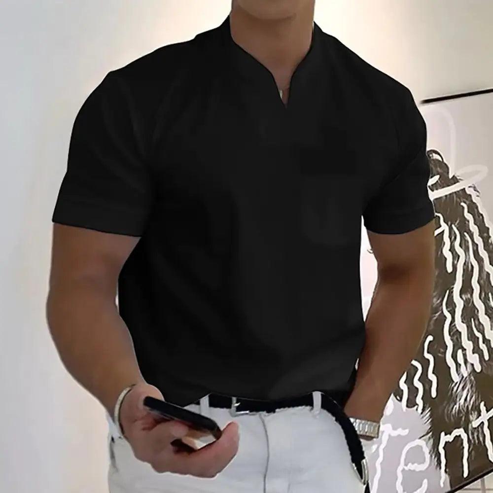 Men's Summer Casual Short Sleeve V-Neck Shirt - Sí Fashions