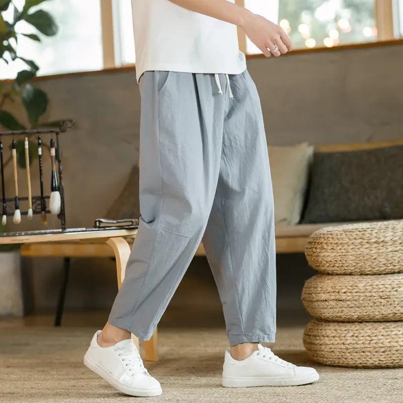 Summer Men's Cotton Linen Casual Pants Breathable Streetwear - Sí Fashions