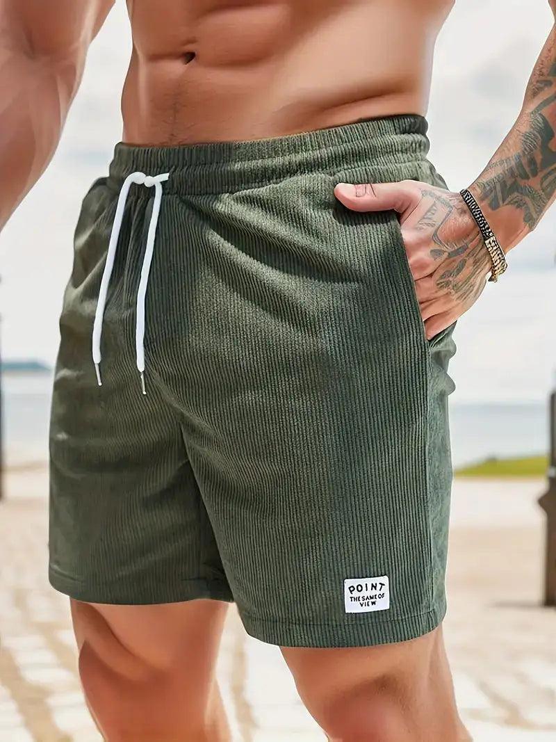 Summer New Solid Color Men Corduroy Sweatpants Casual Shorts - Sí Fashions