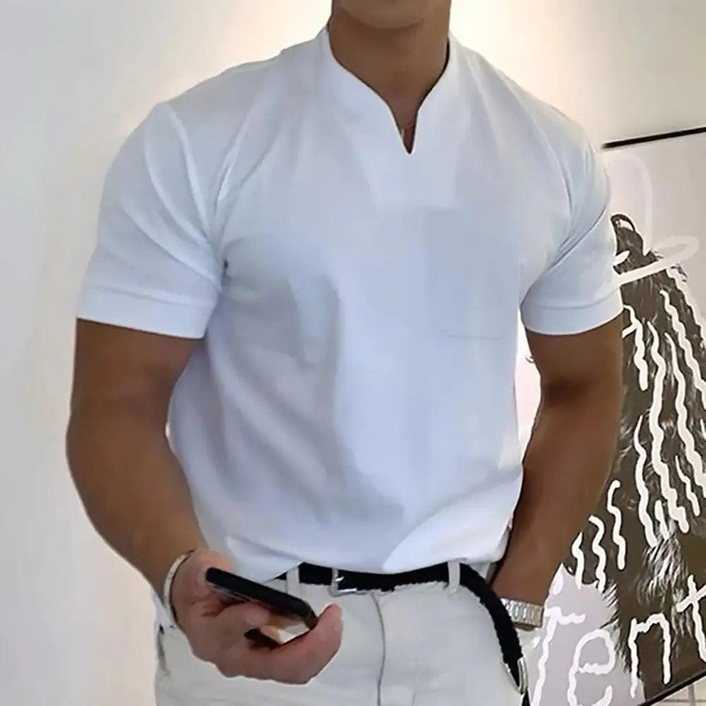 Men's Summer Casual Short Sleeve V-Neck Shirt - Sí Fashions