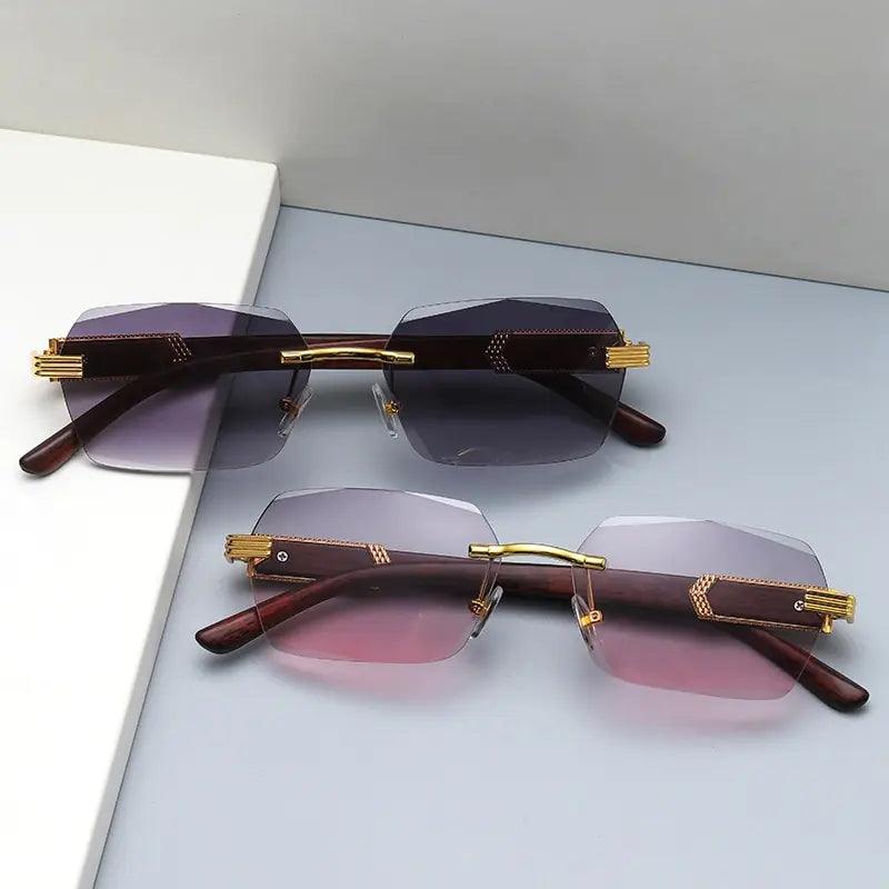 Vintage Wooden Rimless Sunglasses - Sí Fashions