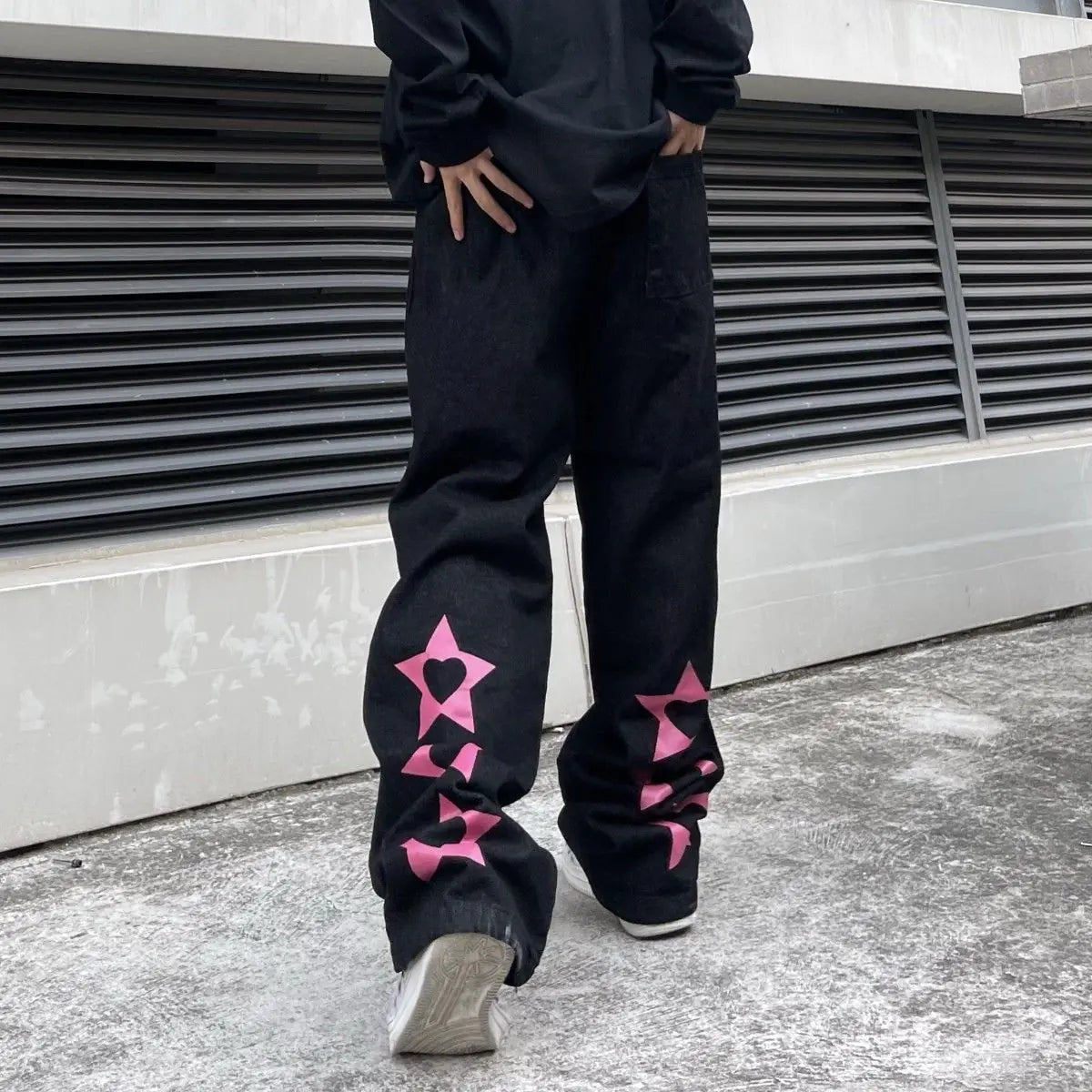 Hip Hop Pentagram Print Jeans Pants