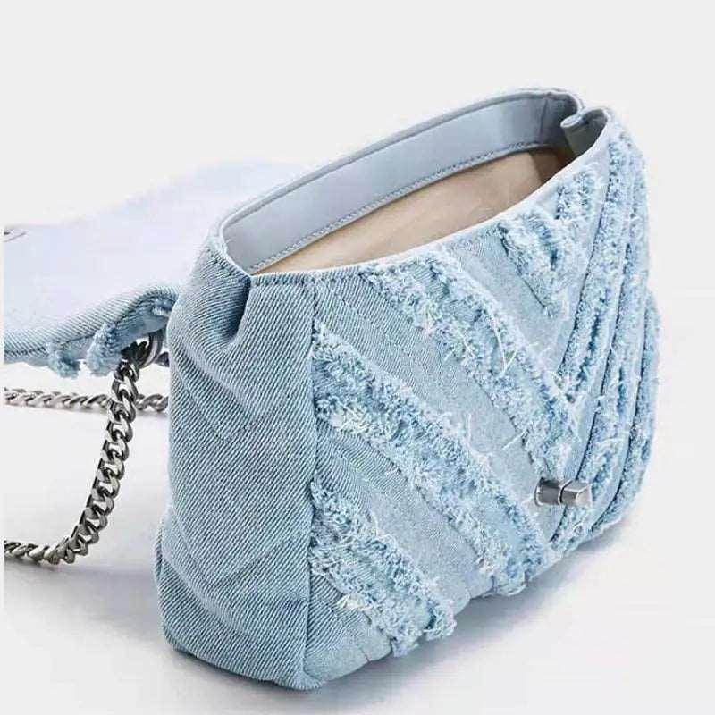 Blue Denim Chain Bag - Sí Fashions