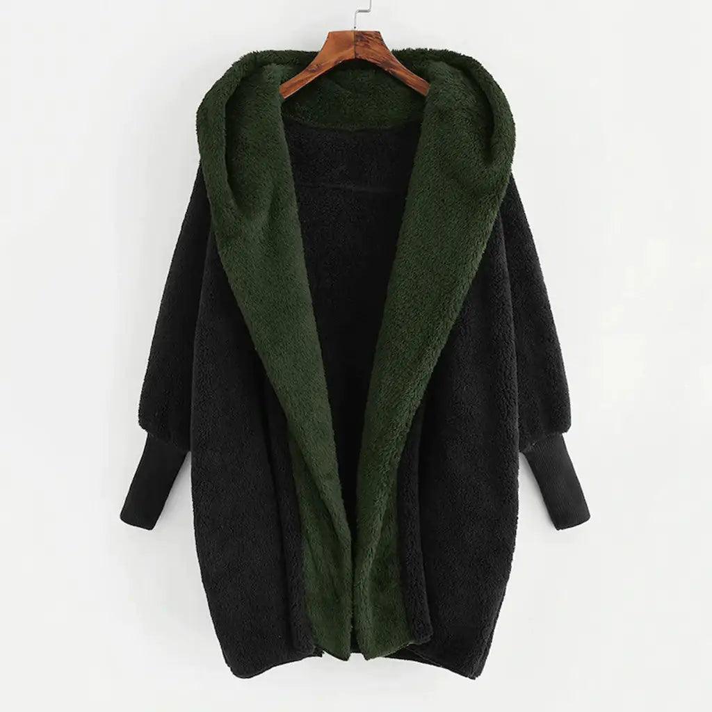 Double-Sided Velvet Hooded Loose Cardigan Coat - Sí Fashions