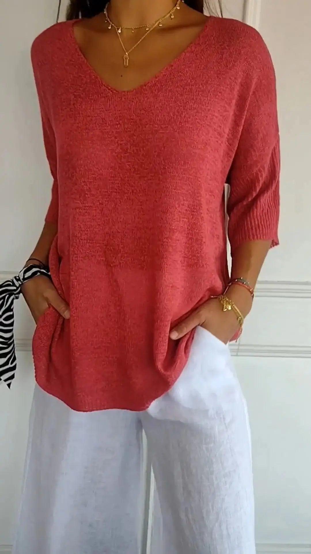 Trendy V-Neck Top - Sí Fashions