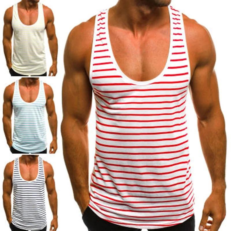 Men's Striped Sleeveless Tank Tops for Summer - Sí Fashions