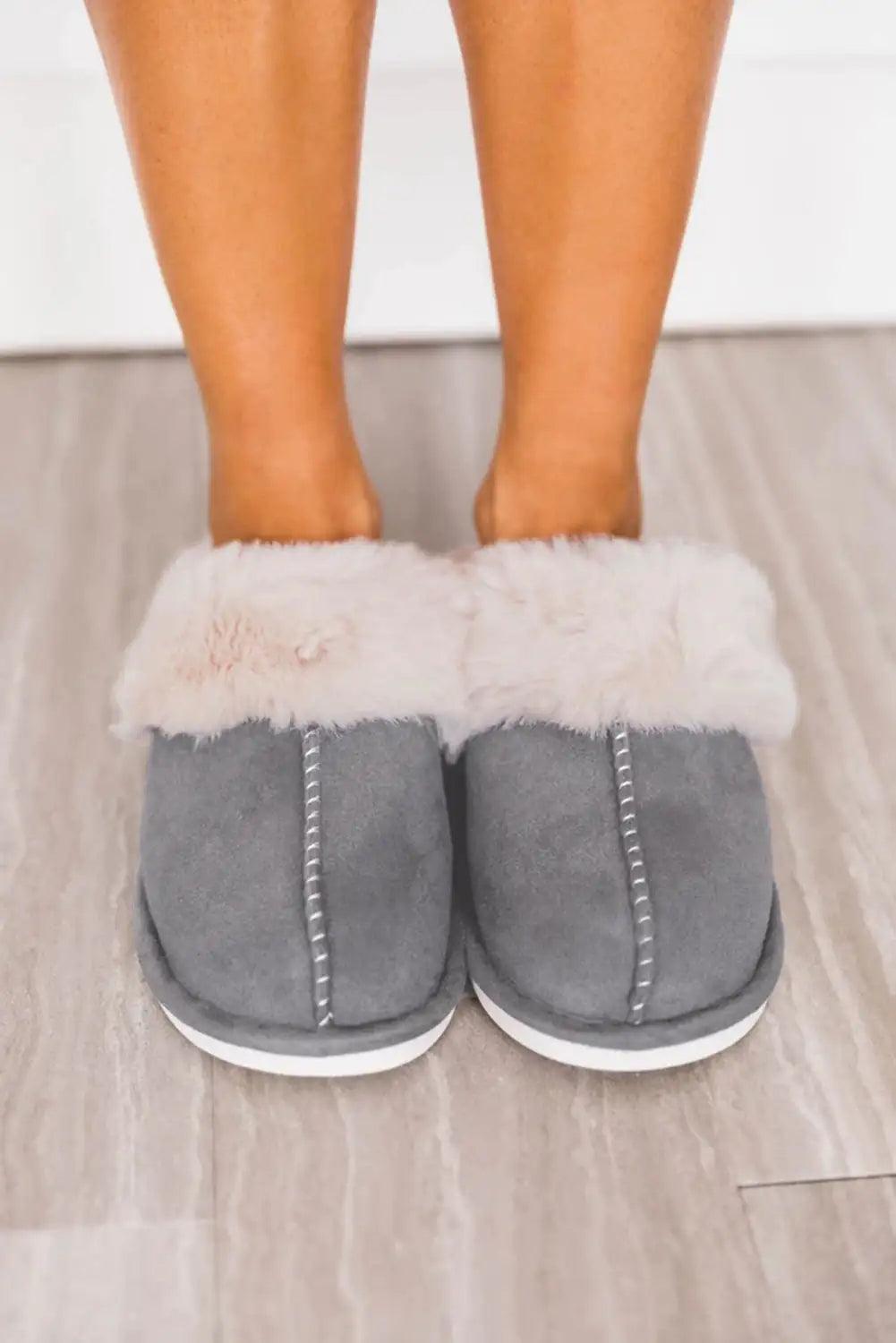 Fuzzy Suede Winter Slippers - Sí Fashions