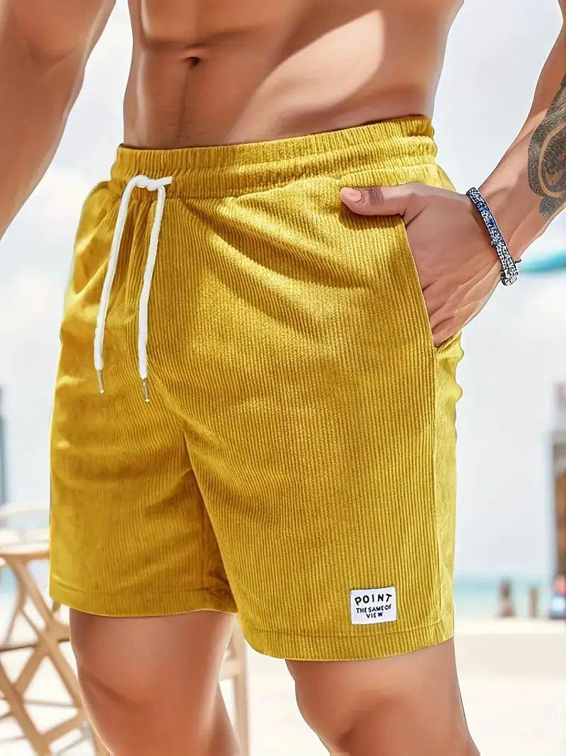 Summer New Solid Color Men Corduroy Sweatpants Casual Shorts - Sí Fashions