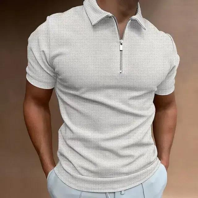 Men's Zipper Waffle Polo Shirt - Sí Fashions