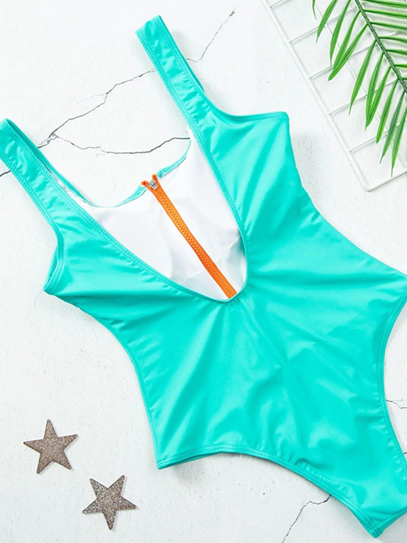 Sexy Zipper One Piece Swimsuit - Sí Fashions