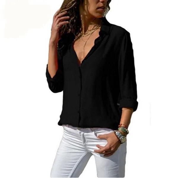 Women's Summer Chiffon Blouse | Long Sleeve and Several Colors