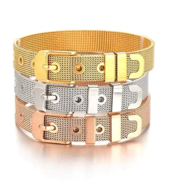 Stainless Steel Slider Bracelet - Rose Gold Mesh Charm Bracelet - Sí Fashions