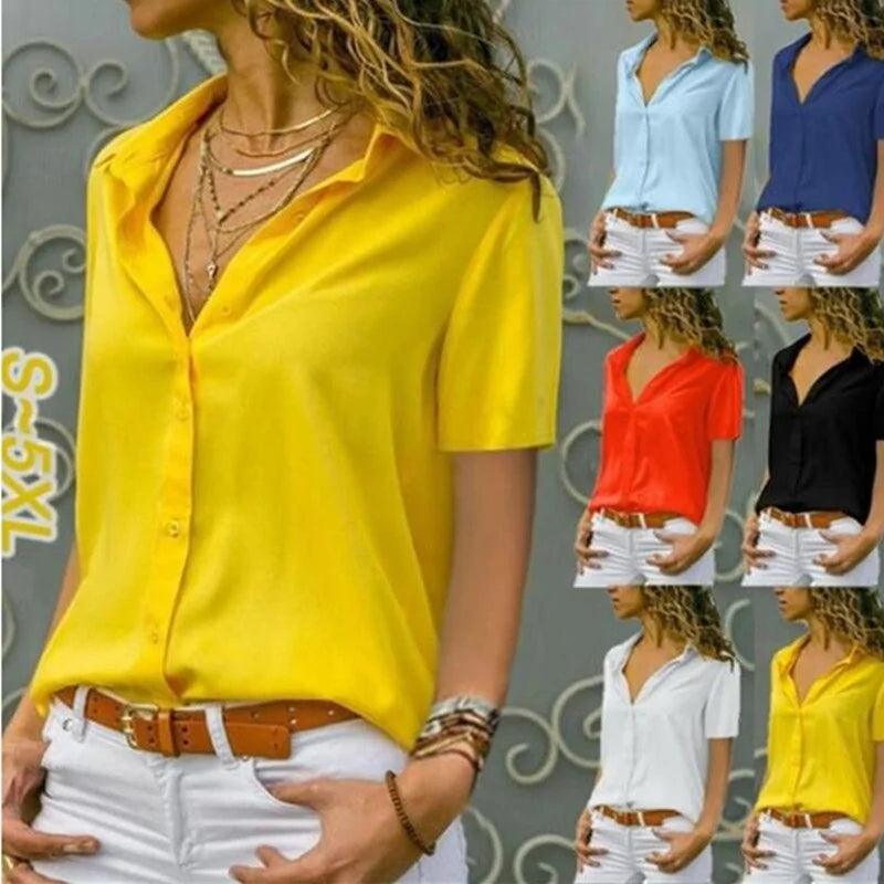 Women's Summer Chiffon Blouse | Long Sleeve and Several Colors