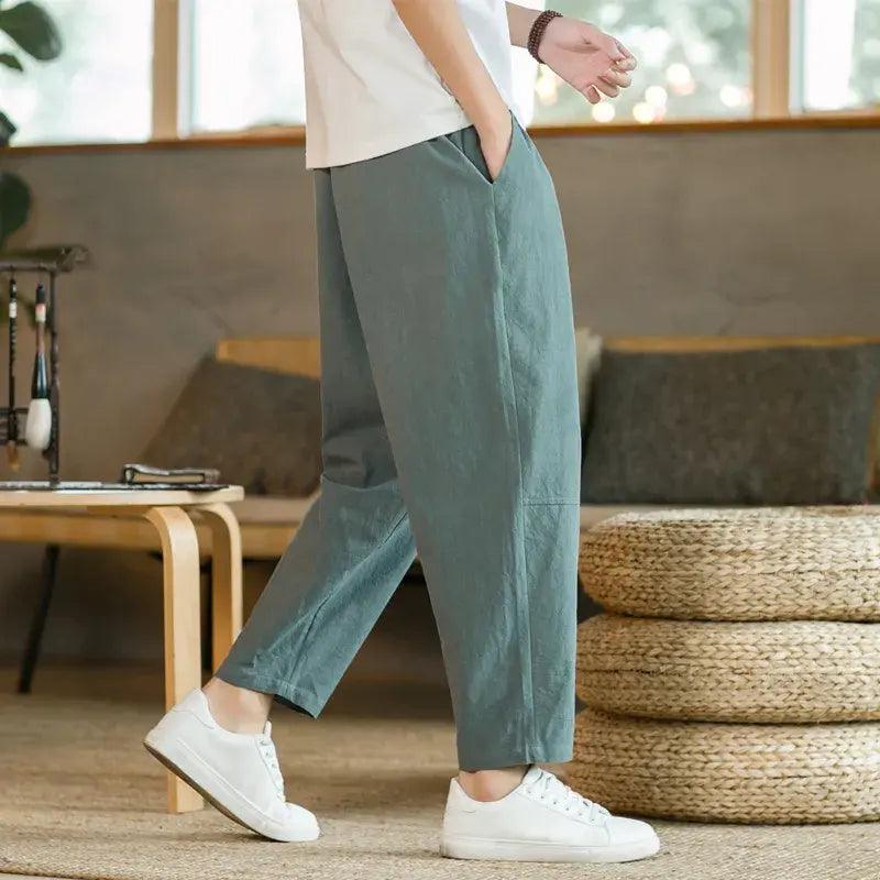 Summer Men's Cotton Linen Casual Pants Breathable Streetwear - Sí Fashions