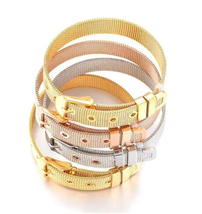 Stainless Steel Slider Bracelet - Rose Gold Mesh Charm Bracelet - Sí Fashions