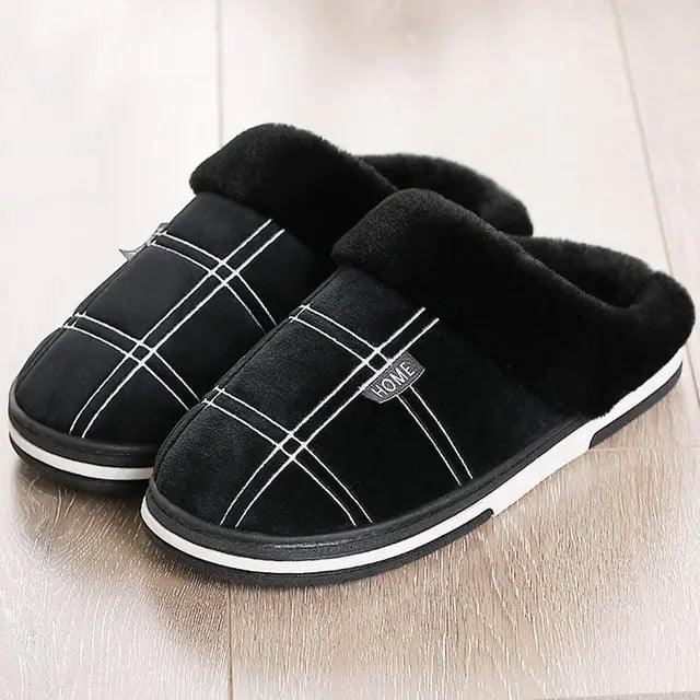 Suede Gingham Plush Slippers - Sí Fashions