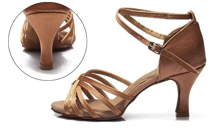 Women's Salsa Bachata Ballroom Dance Shoes Tan - Sí Fashions