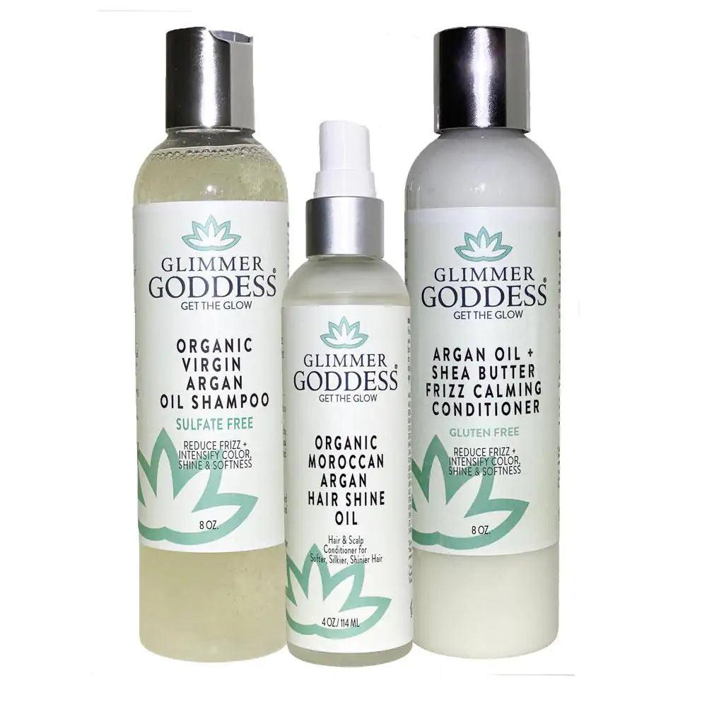 Organic Argan Oil Trio (Shampoo + Conditioner + Hair Shine Spray) - Sí Fashions