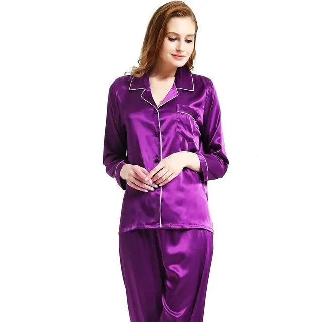 New Elegant Women Satin Pajamas Set - Sí Fashions