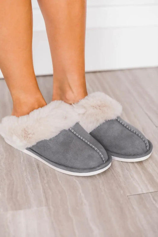 Fuzzy Suede Winter Slippers - Sí Fashions