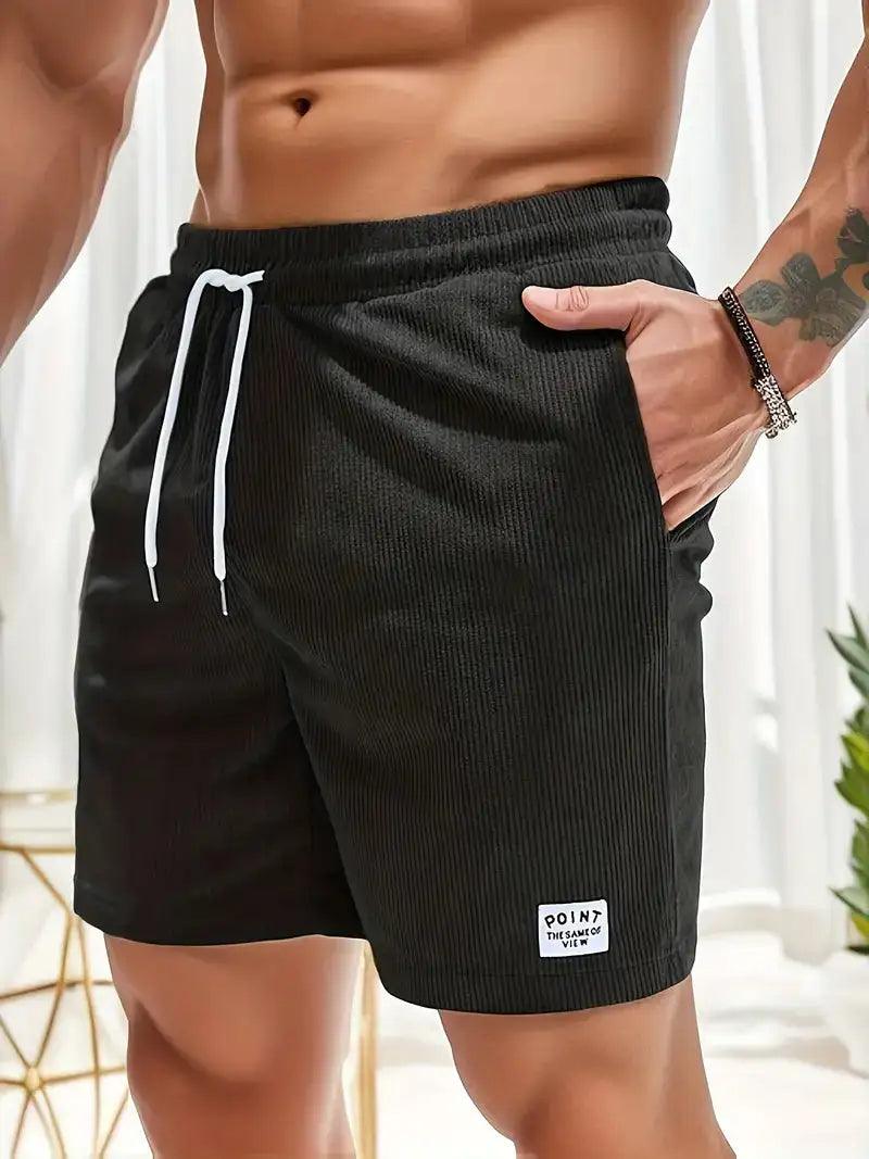 Summer New Solid Color Men Corduroy Sweatpants Casual Shorts - Sí Fashions