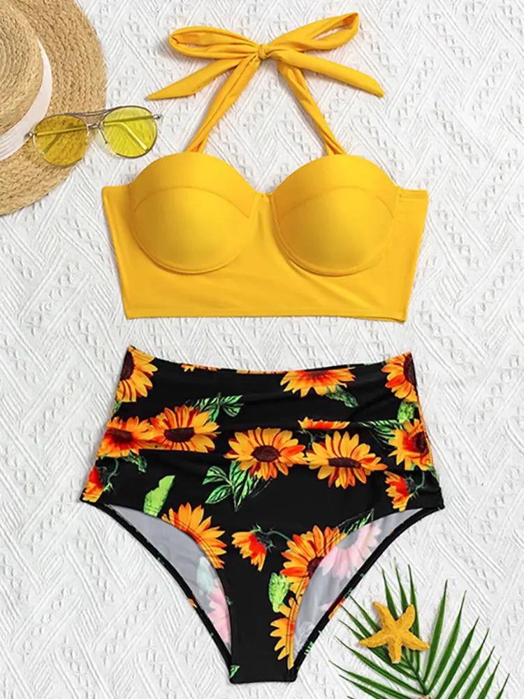 Floral High-Waist Bikini Set - Sí Fashions