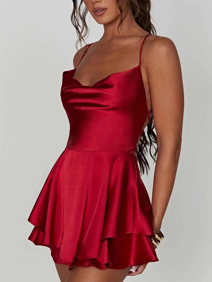 Elegant Evening Satin Cami Dress - Luxurious and Flattering - Sí Fashions