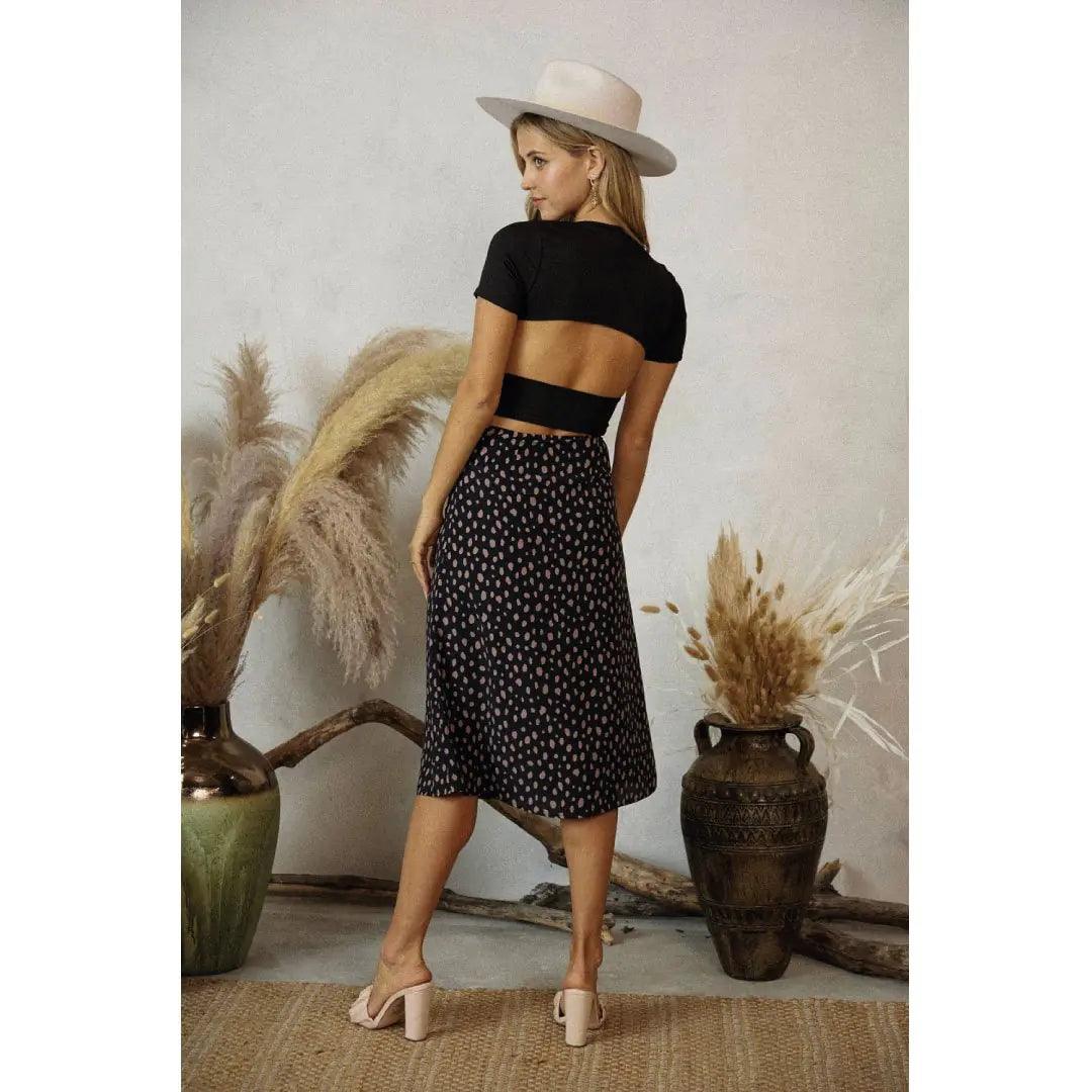 Animal Print Skirt with Front Opening - 100% Polyester - Sí Fashions