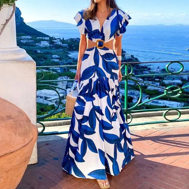 Summer Maxi Butterfly Print Dress - Sí Fashions