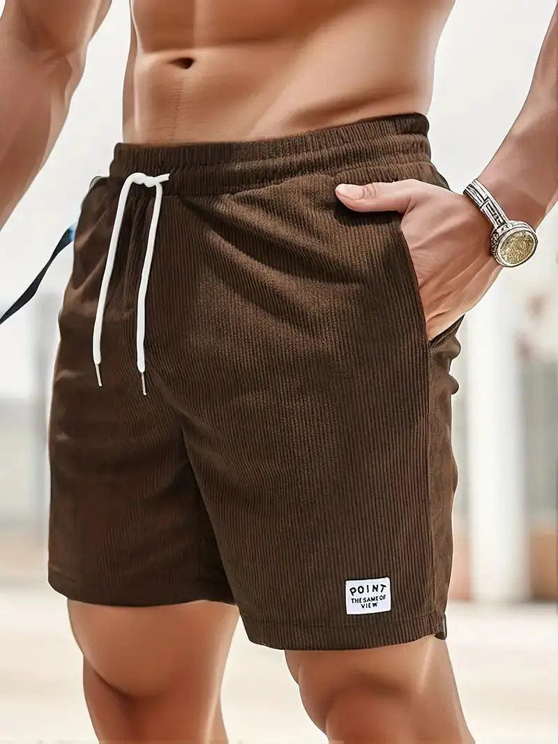 Summer New Solid Color Men Corduroy Sweatpants Casual Shorts - Sí Fashions