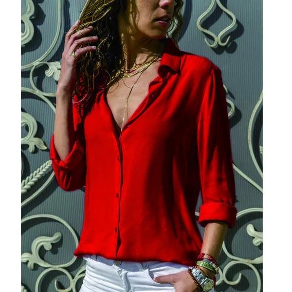 Women's Summer Chiffon Blouse | Long Sleeve and Several Colors