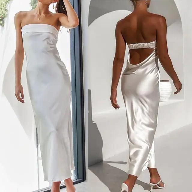 Satin Evening Club Maxi Dress - Sí Fashions