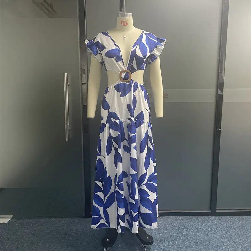 Summer Maxi Butterfly Print Dress - Sí Fashions